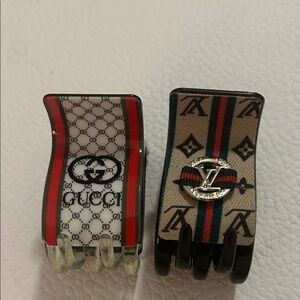 Fashion Hair Clip Set - Black, Red, Green, Tan